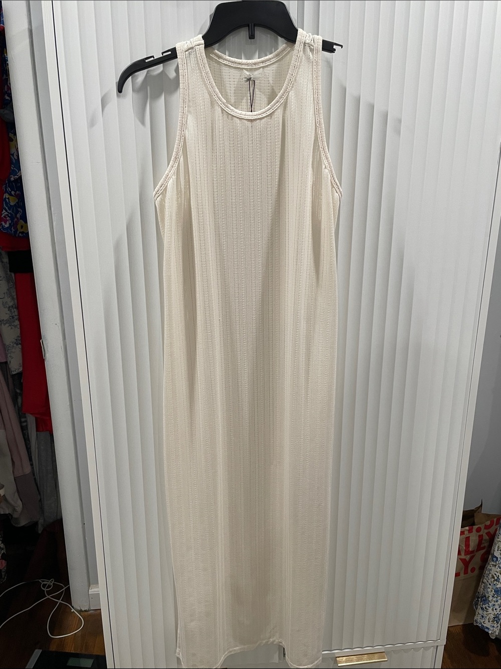 CALIA by Carrie Underwood Cream Ribbed Midi Dress